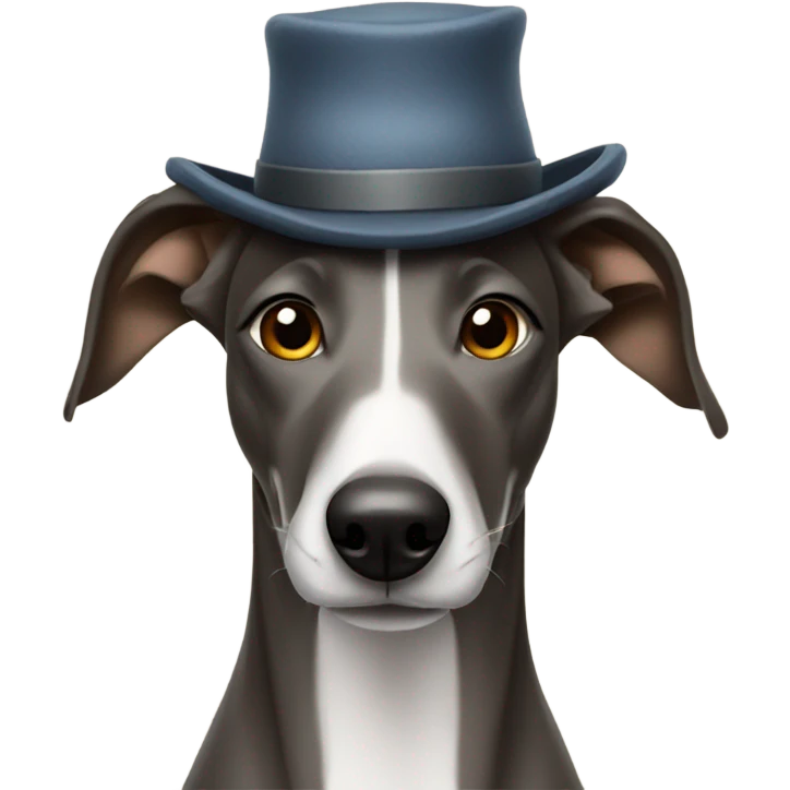 Greyhound wearing a hat emoji