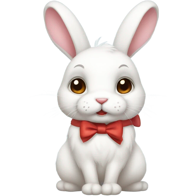 white rabbit with bow ribbon emoji