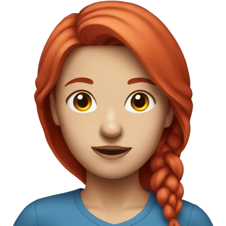 Female portrait in blue shirt and red hair emoji