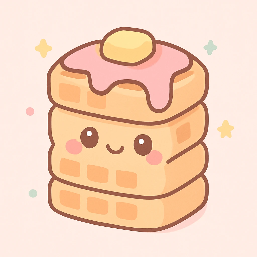 a stack of waffles, kawaii style emoji
