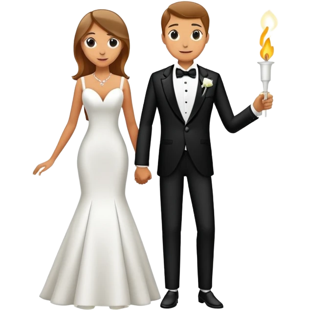 Man and woman sneaking into wedding ceremony together, tiptoeing, both smoking joints, full body view emoji