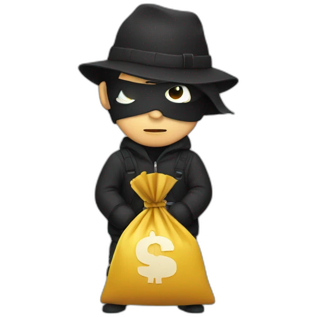 Thief with bag with money emoji