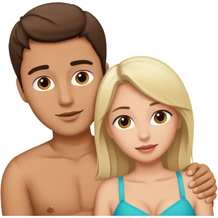 Light brown brunette man having sex with white blonde woman emoji
