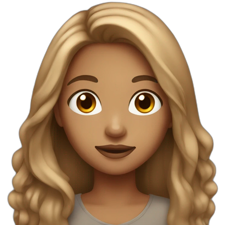 light brown girl with long hair and brown eyes emoji