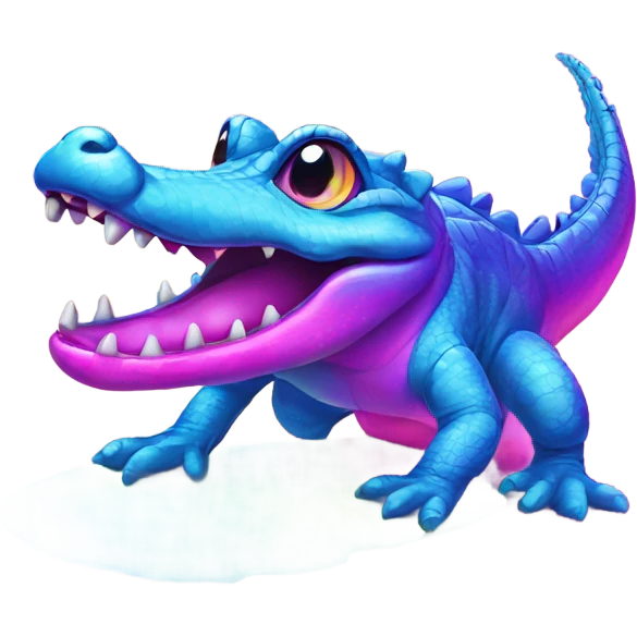 Lisa Frank, rainbow cute alligator  emoji