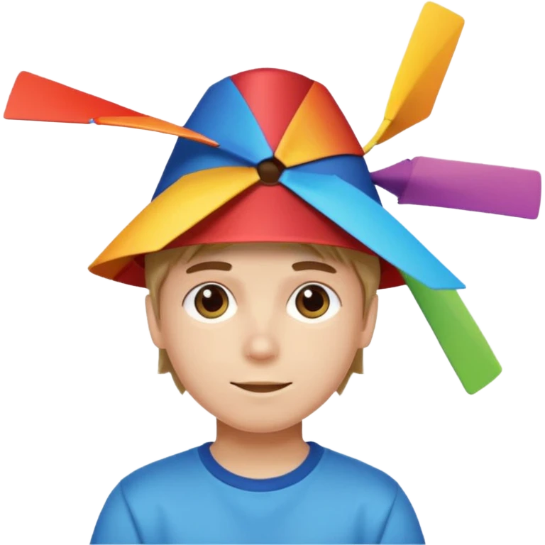 Boy wear colorful windmill hat emoji