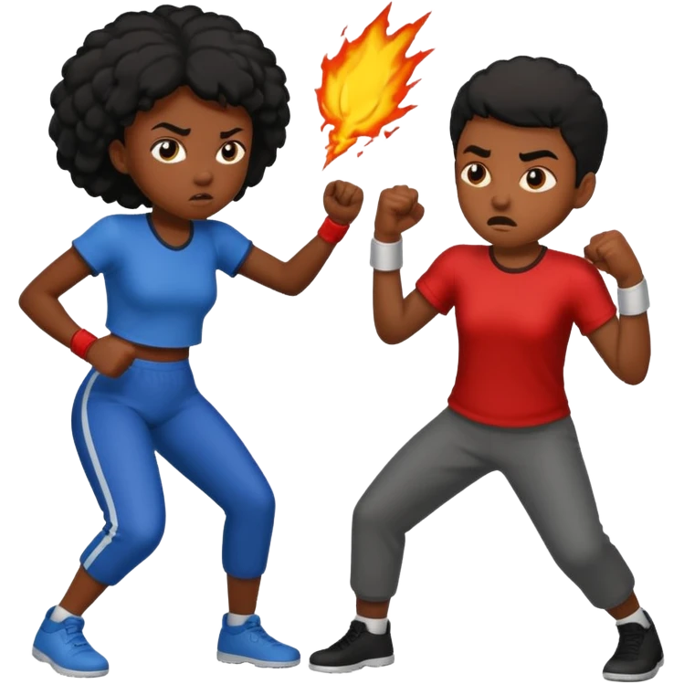 Black girl beating up black boy emoji