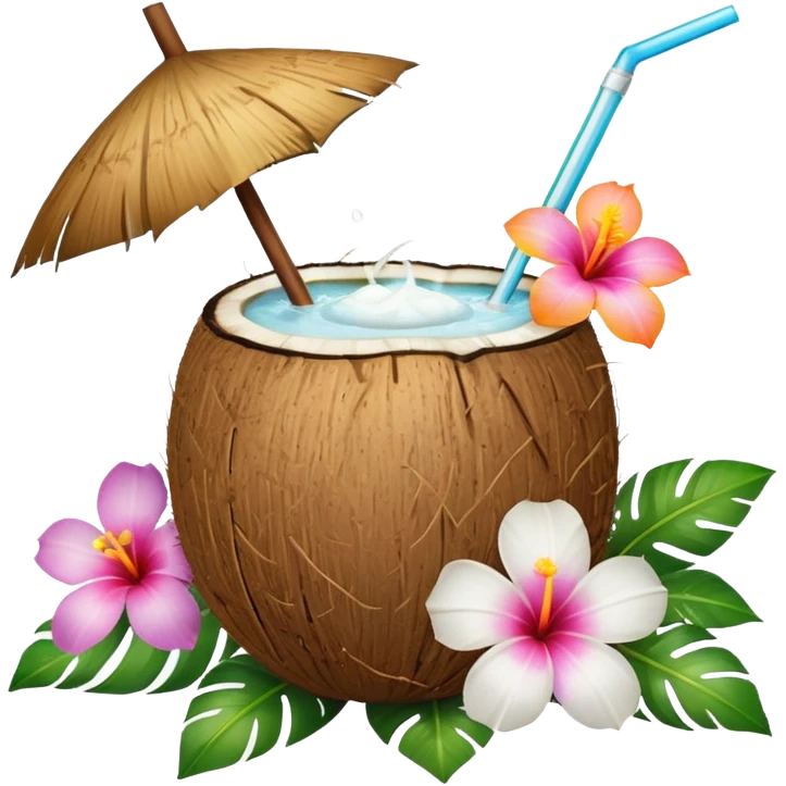 conut drink with flowers emoji