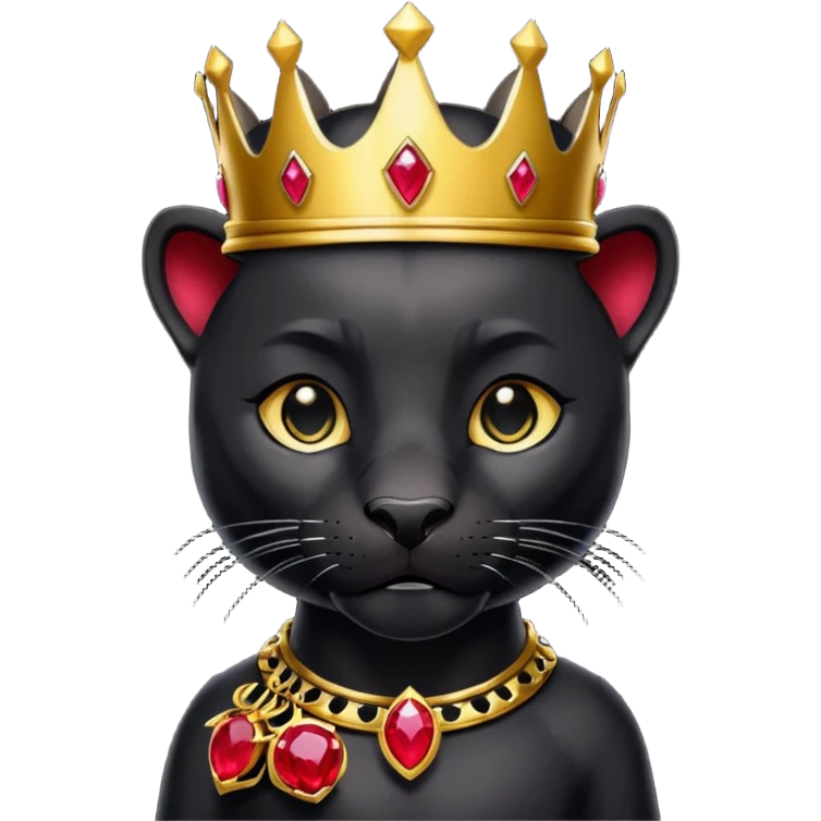 Big black panther and little black panther wearing gold and ruby crowns emoji