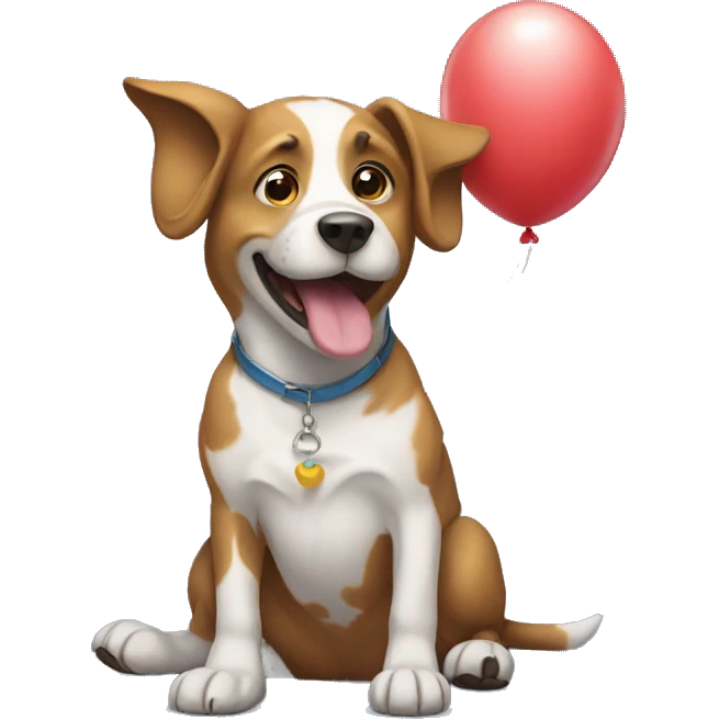 Dog holding ballon emoji
