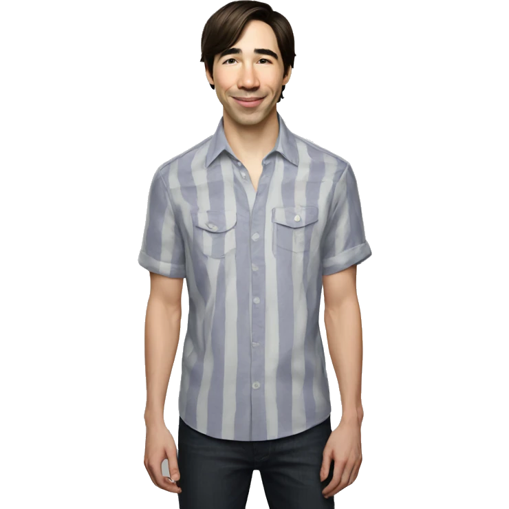 Justin Long wearing shirt emoji