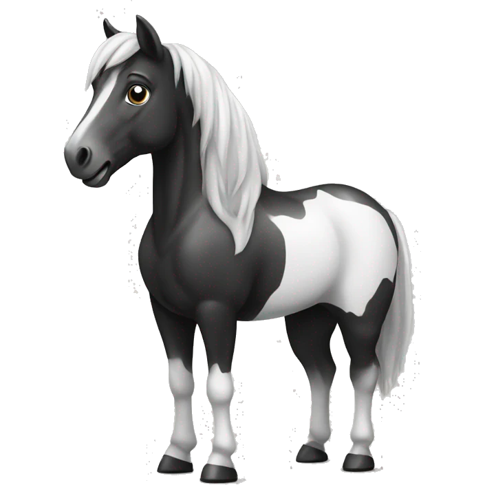 Black and white horse standing  emoji
