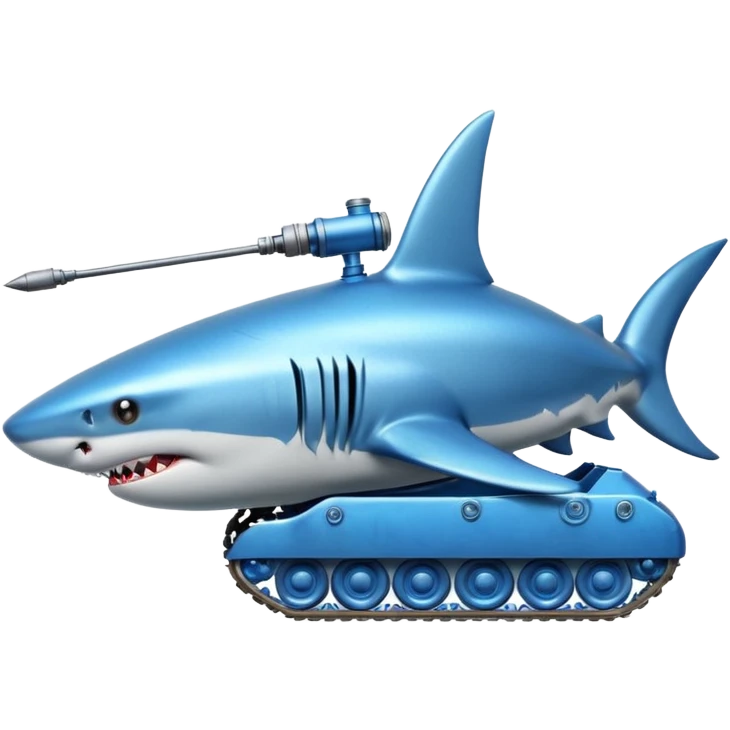 A shark driving a tank emoji