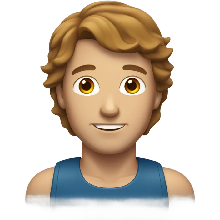 white man with brown hair swimming emoji