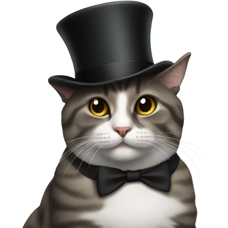 Cat sitting in a top hat emoji