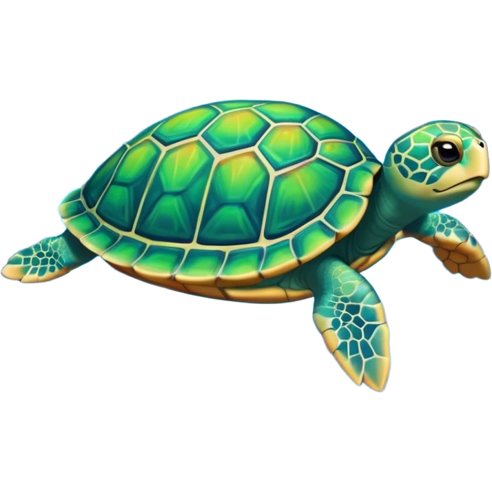 Create a single emoji of a Quasar Turtle in full body, shown at a slight side angle in a natural, characteristic pose with cosmic energy.

 emoji