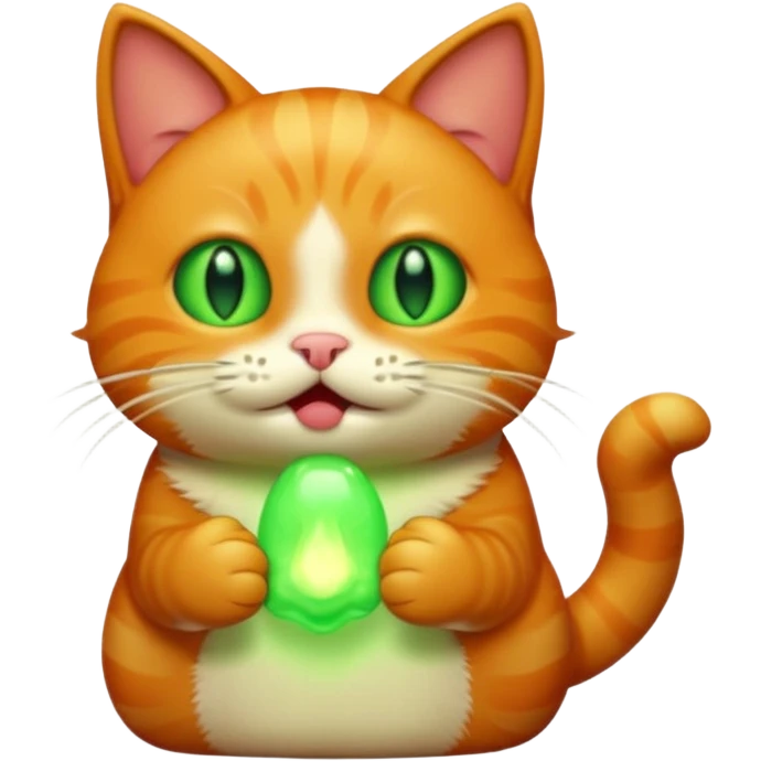 A ginger cat burps green burps emoji