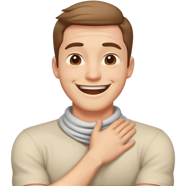 Arms crossed holding neck laughing guy emoji