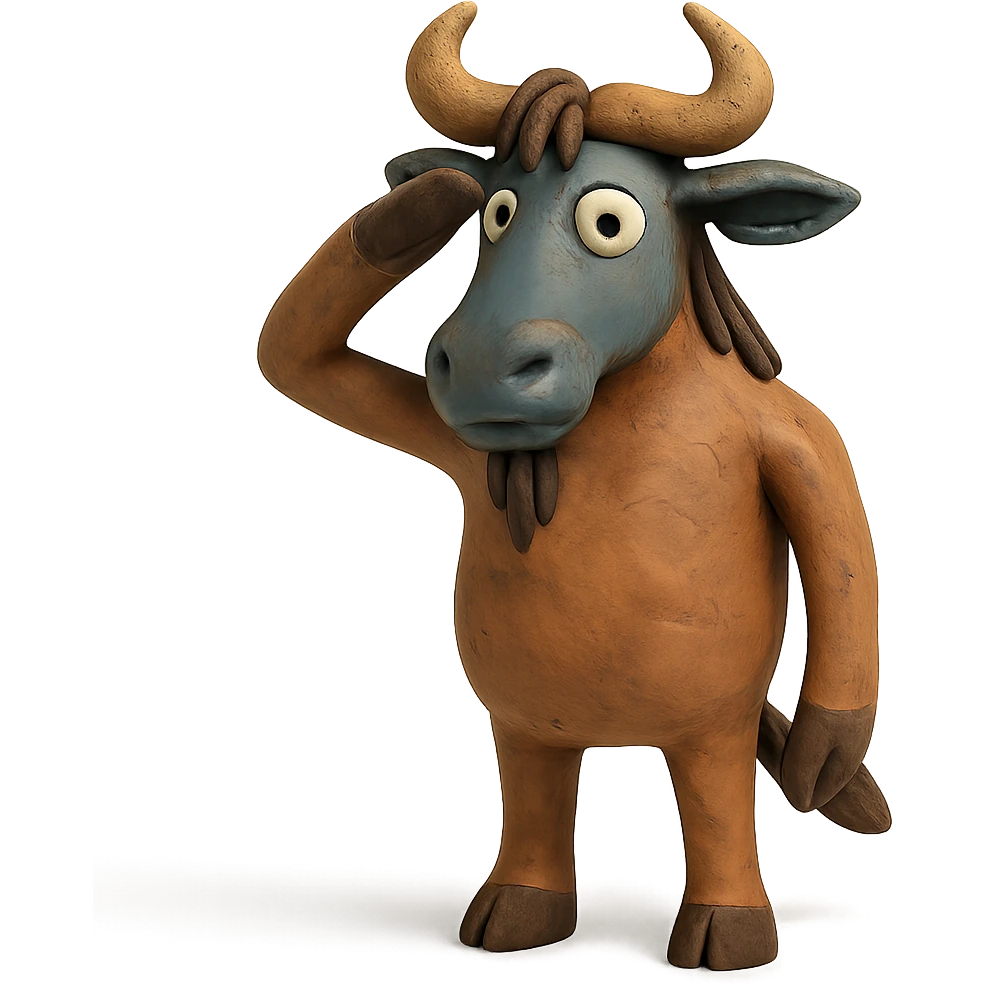 claymation style gnu saluting emoji