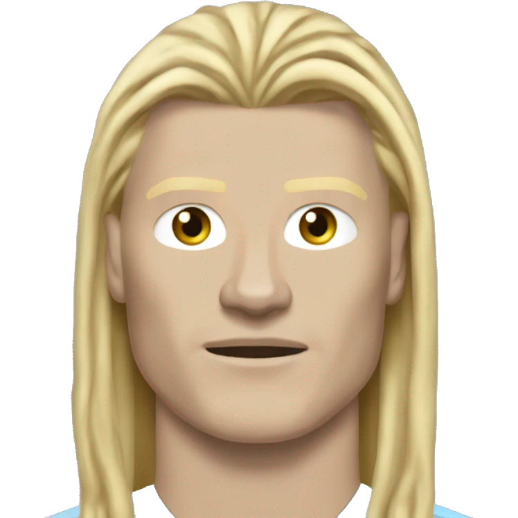 Erling Haaland with long hairs full body Manchester City emoji