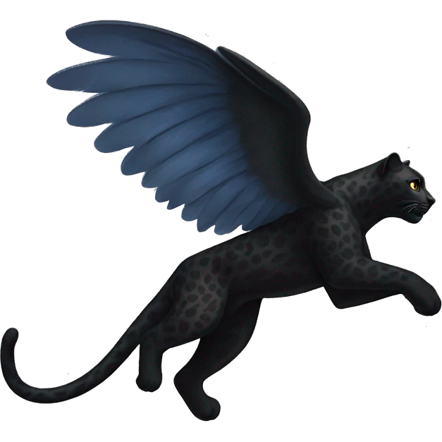 winged black leopard flying emoji