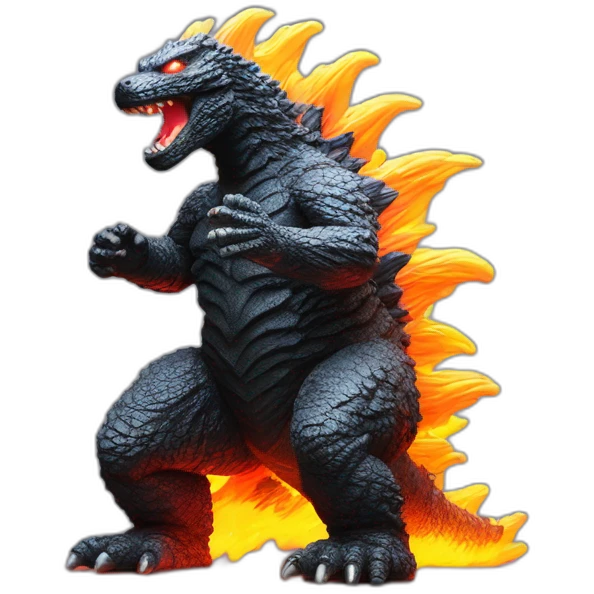 Godzilla fire fluo toy emoji