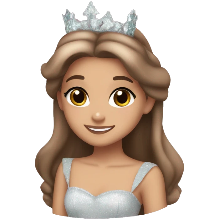 ariana grande as glinda from wicked with brown hair and brown eyes  emoji