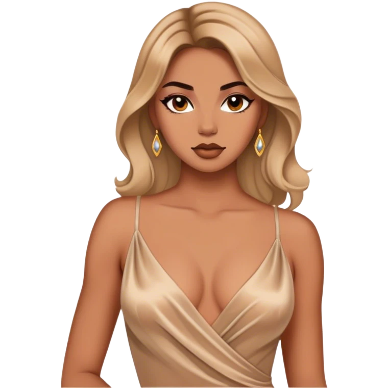 Hyper-realistic painting savannah bond sultry silk dress emoji