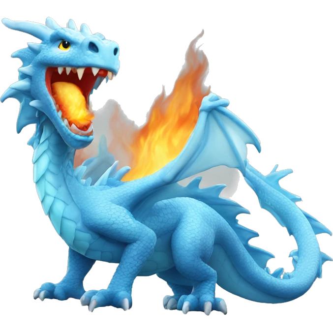 Un dragon de glace en feu emoji