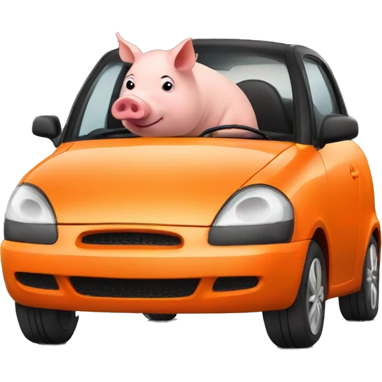 Pig driving orange car emoji