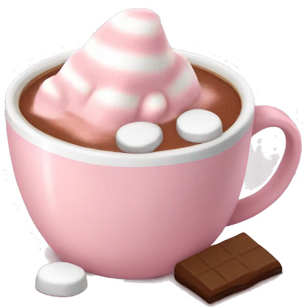 Light Pink mug of hot chocolate with marshmallows  emoji