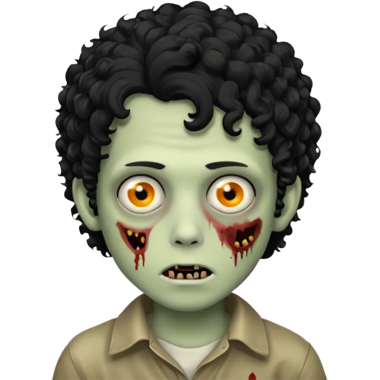 boy zombie with black curly hear emoji