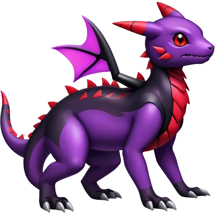Cute Shiny Guilmon-Salandit-Umbreon-Fakémon-hybrid-creature (full body)  emoji