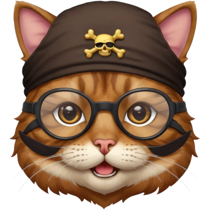 pirate cat with glasses emoji