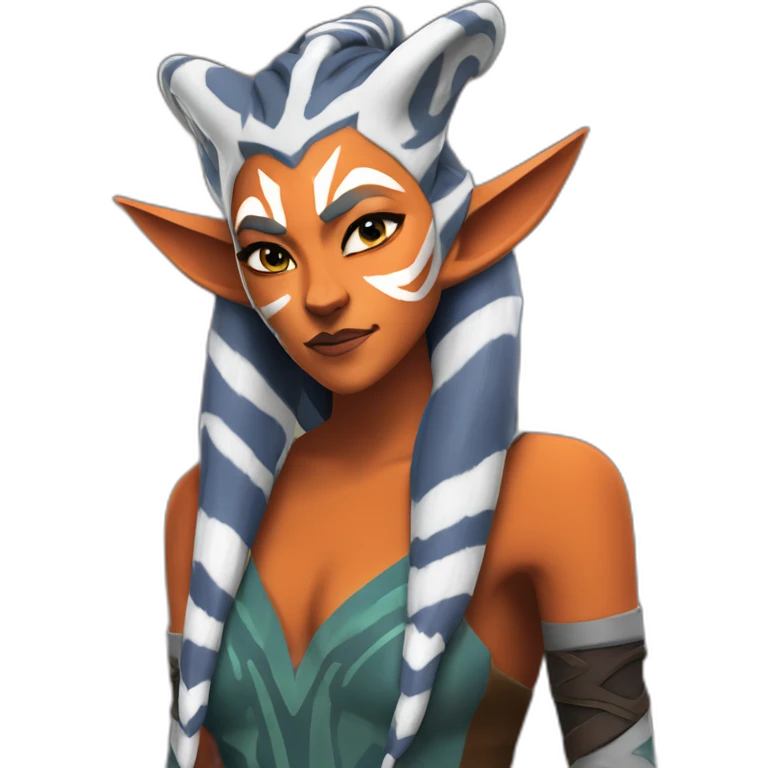 Horny Ahsoka Tano (Portrait, front facing, Apple iOS 17 style) horns, tendrils emoji