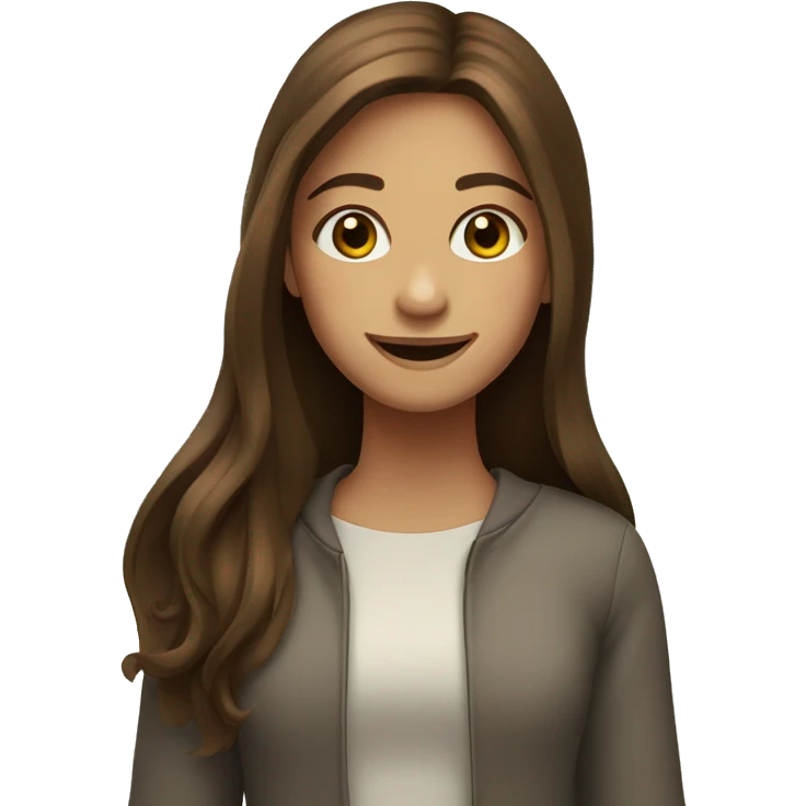 smiling girl with long brown hair and hazel eyes emoji