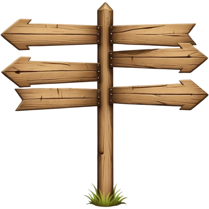 Wooden sign post pointing 2 directions and made of felt texture, scrapbooking style, transparent background emoji