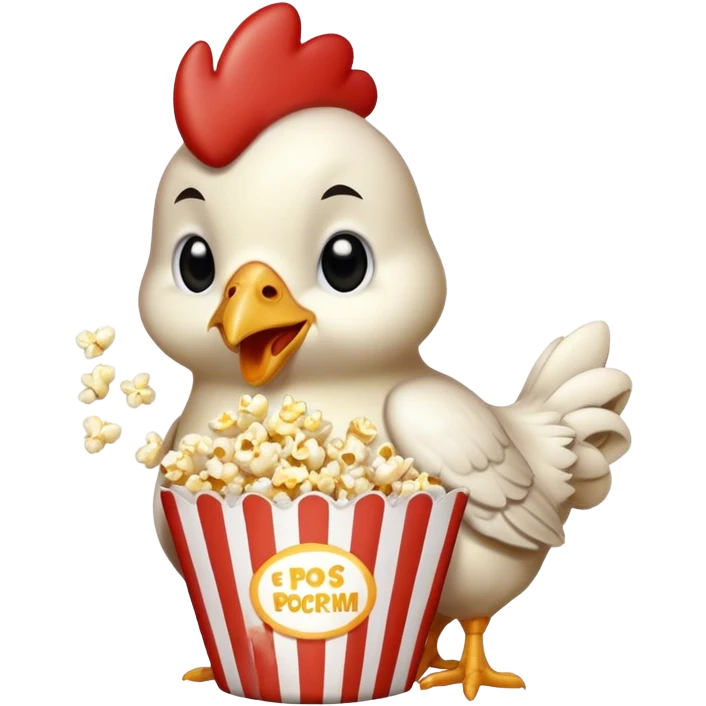 Chicken eating popcorn emoji