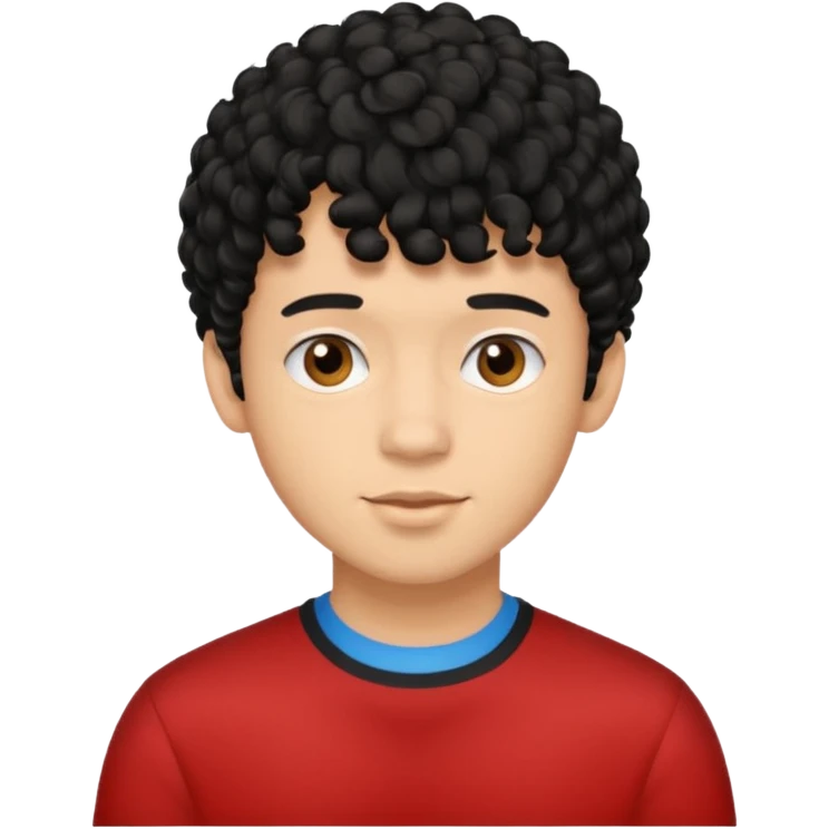 Young man with black curly hair fringe Haircut and light darāt skin emoji
