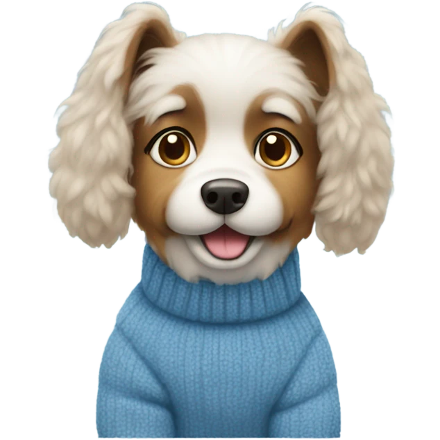 Dog wearing fuzzy blue sweater  emoji