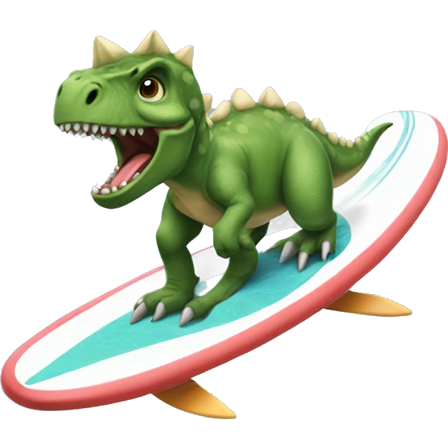 dinosaw riding on a surfboard emoji