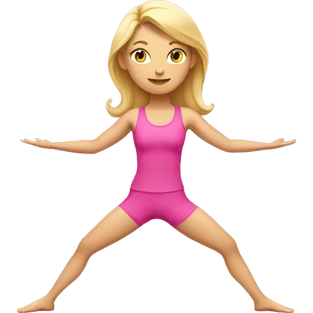 blond girl doing a yoga pose with a pink sports outfit  emoji