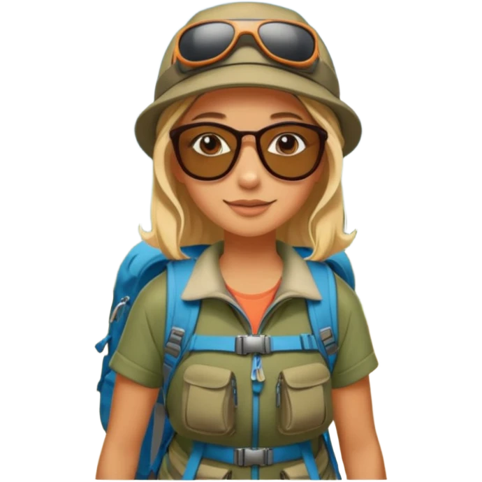 woman hiking in the woods in the sunshine emoji