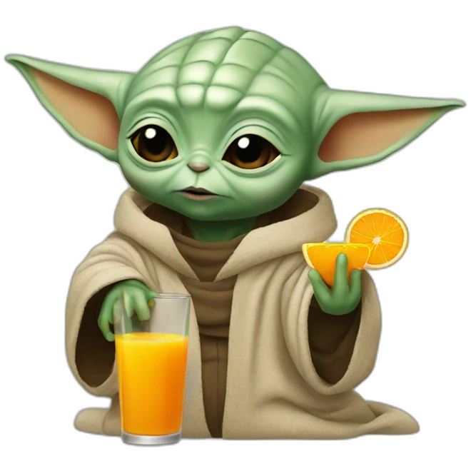 baby yoda drinking orange juice emoji