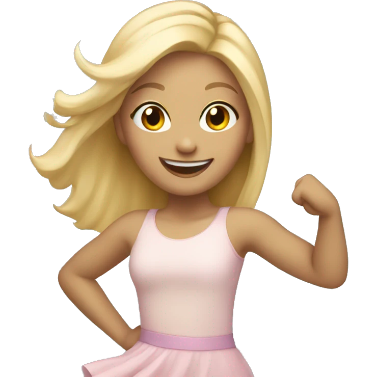 smiling girl with blonde hair dancing emoji