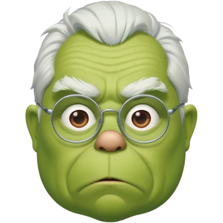 Grinch grand father with white ghair and with glasses emoji