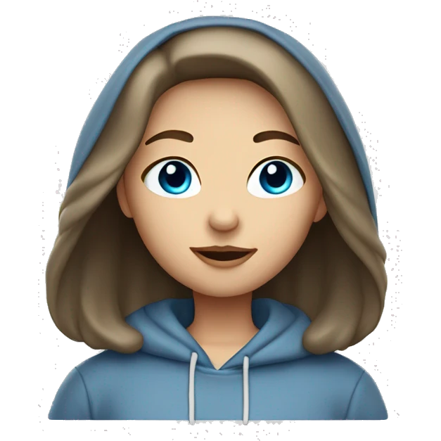 White brunette female Angel with blue eyes and dimples wearing a hoodie emoji