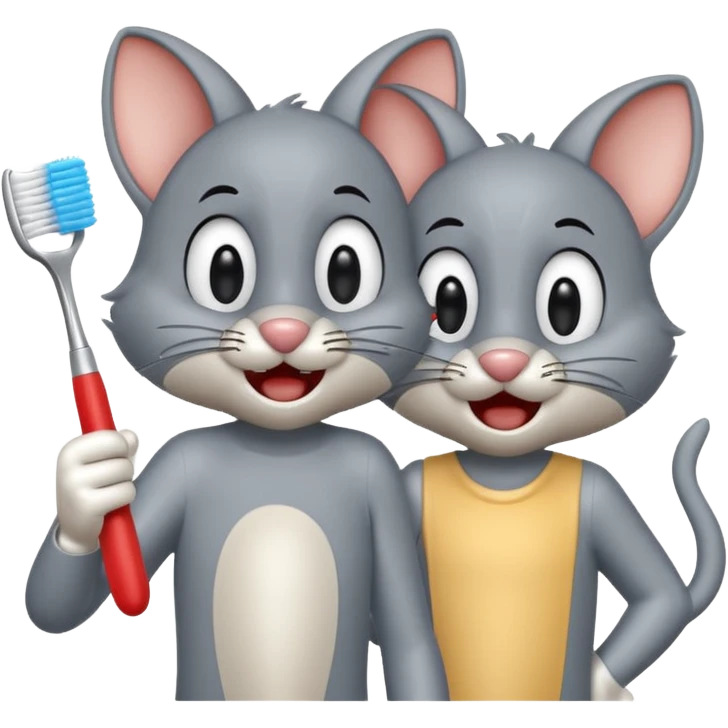 Creat an emoji for Tom or jerry holding toothbrush emoji