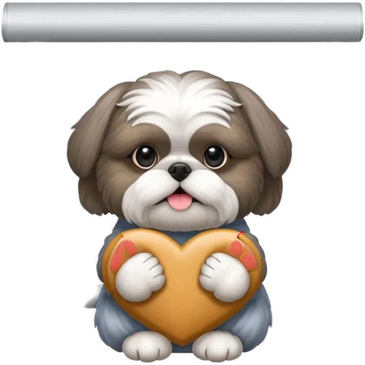 cute all grey shih tzu peeking through window blinds with one paw holding down the shade behind the shade emoji