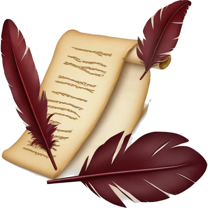 a feather quill and an open SCROLL maroon emoji